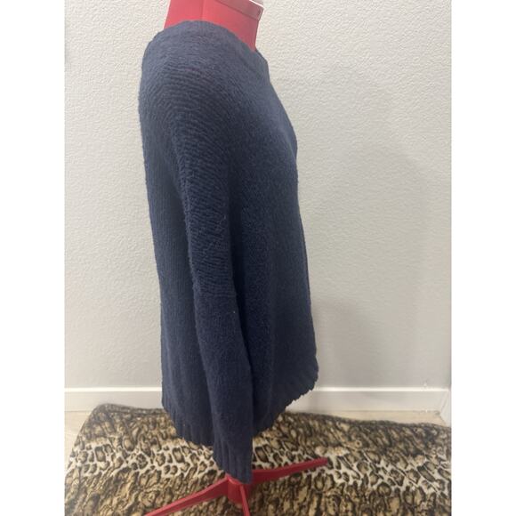 Navy Blue Pullover Sweater Cozy Knit Relaxed Fit - Picture 3 of 5